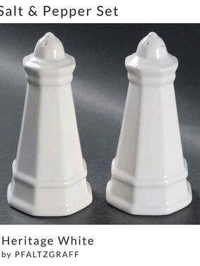 Pfaltzgraff Heritage White Octagonal Salt & Pepper Shakers